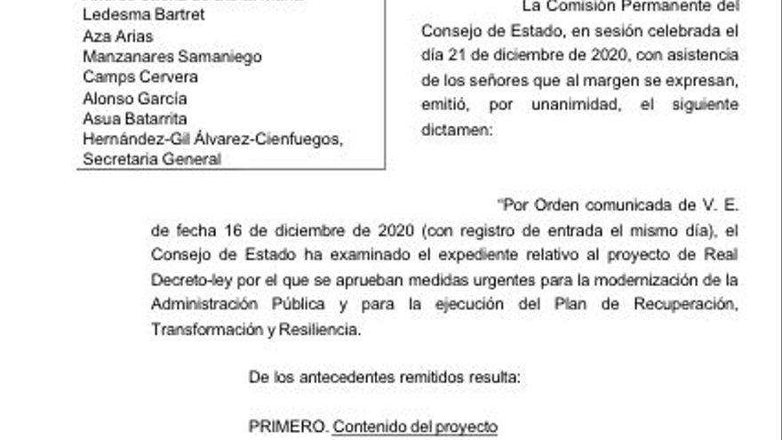 El Consejo de Estado censura la reducción de controles sobre los fondos europeos pero muestra su 