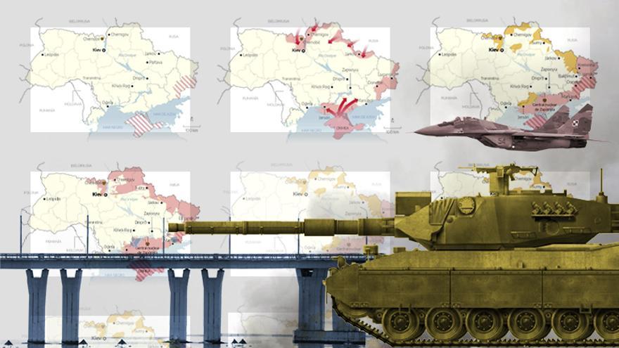 Los mapas de un año de guerra en Ucrania