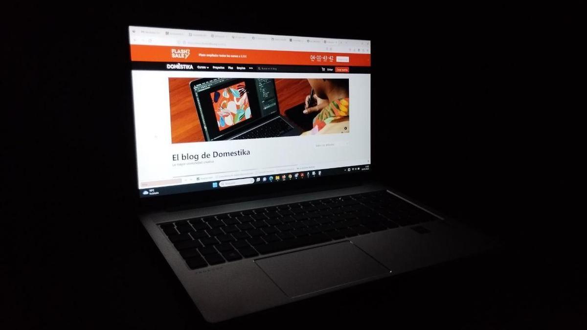 Un ordenador en la página web de Domestika.