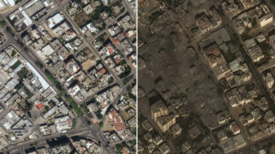 Antes y después de la destrucción de Gaza: imágenes de satélite muestran las secuelas de los bombardeos israelíes