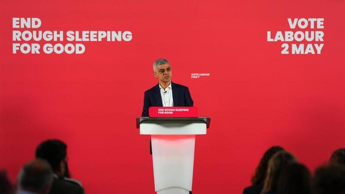 El alcalde de Londres, Sadiq Khan, durante una presentación de su programa para las elecciones locales, el 15 de abril en Londres.