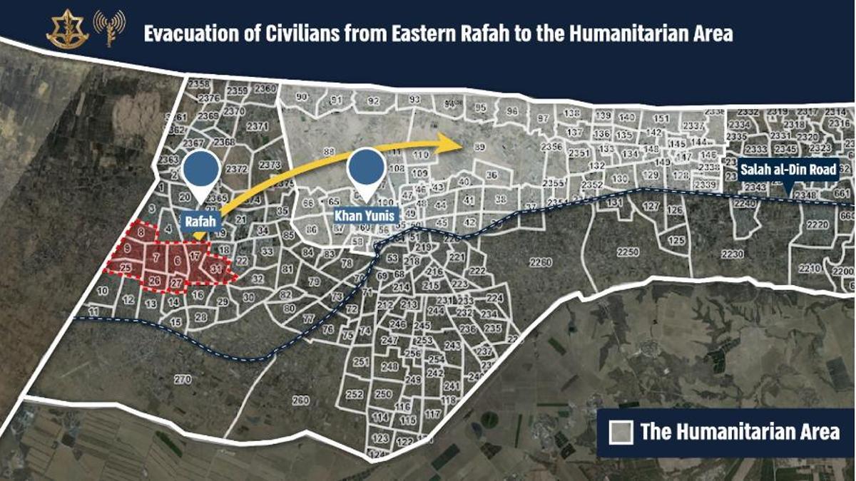 Mapa FDI evacuación Rafah.