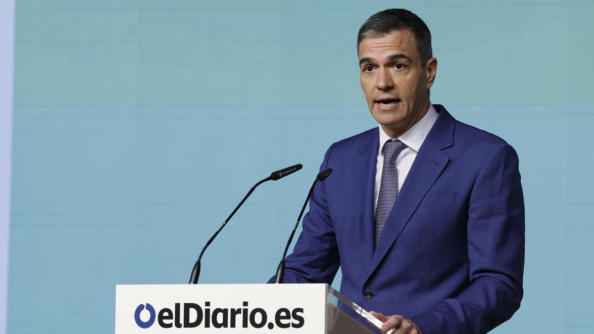 Pedro Sánchez durante su intervención en la IV jornada 'Fondos Europeos' de elDiario.es.