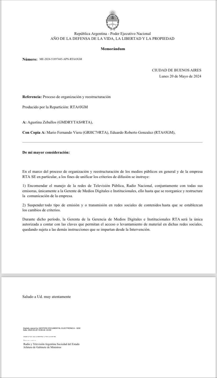 Intervención en las redes sociales de TVP y Radio Nacional