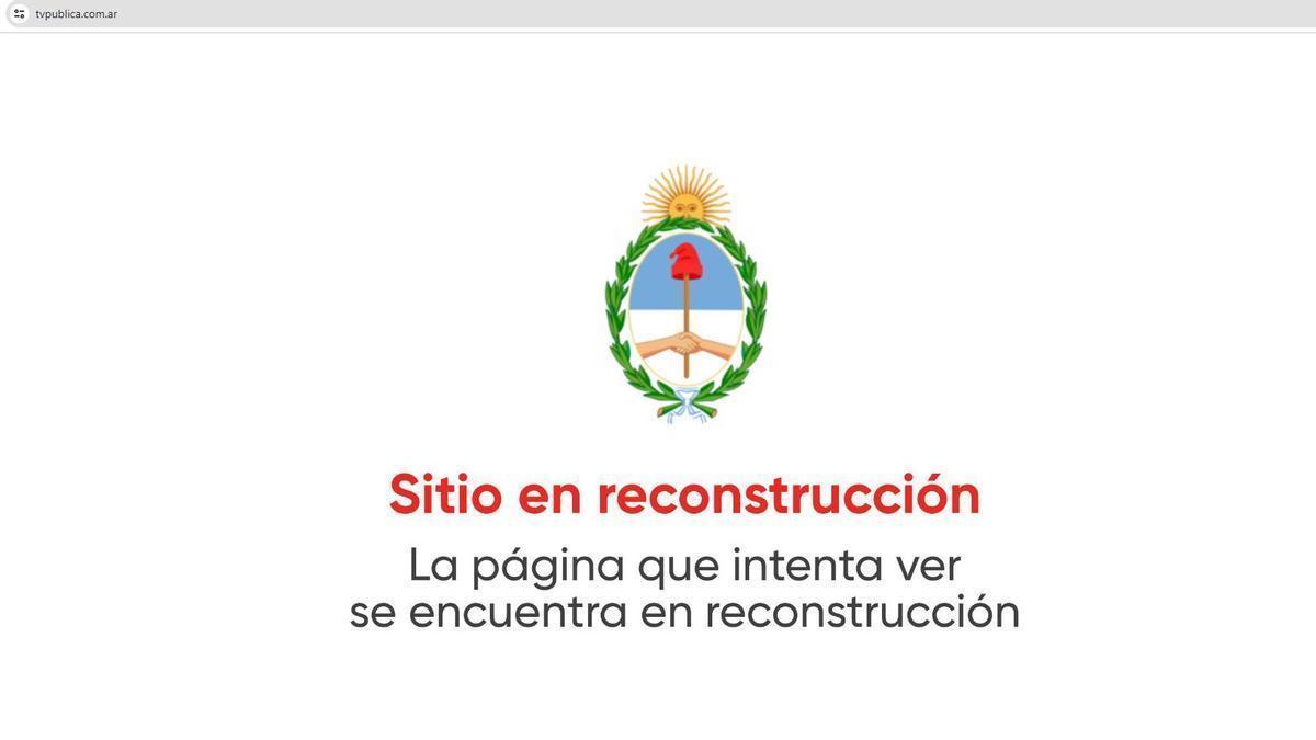 La página web de la televisión pública argentina.