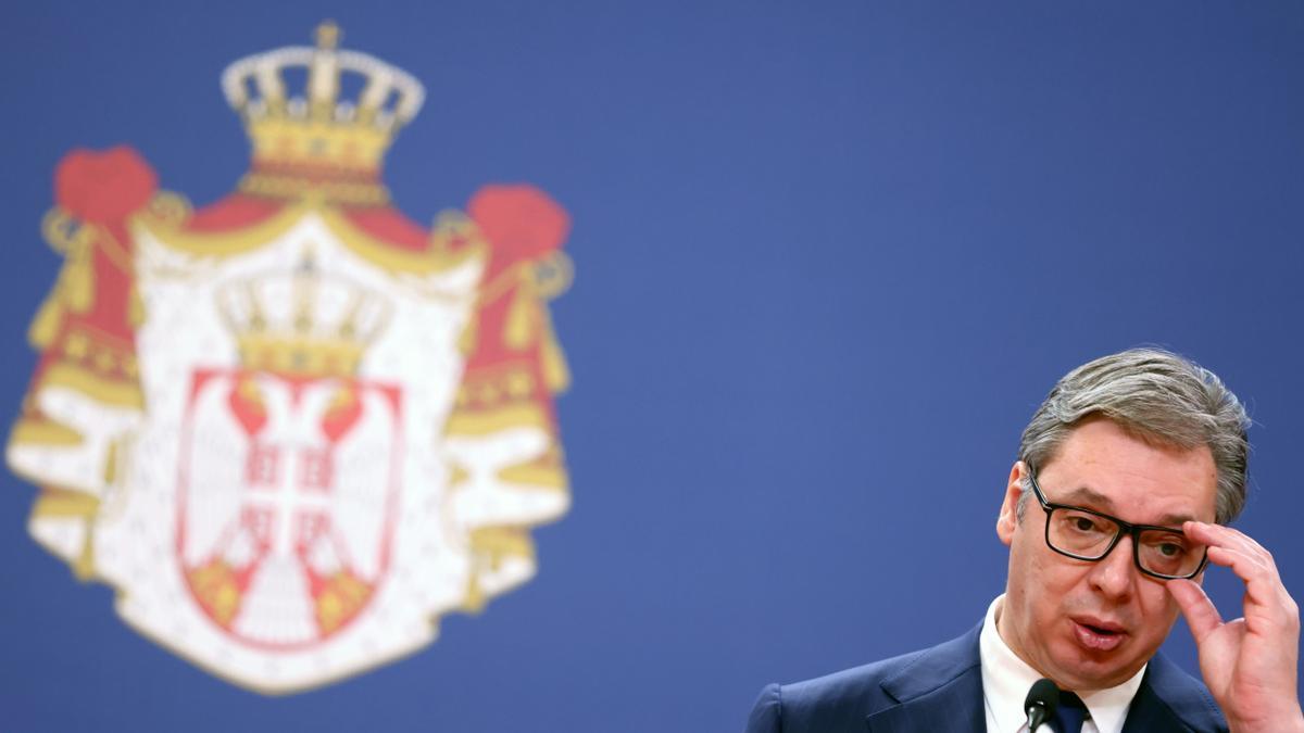 Aleksandar Vucic, presidente de Serbia, durante una rueda de prensa en diciembre de 2023