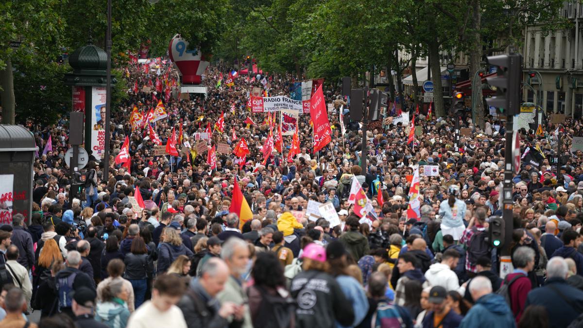 Un instante de la concentración en París contra la extrema derecha.