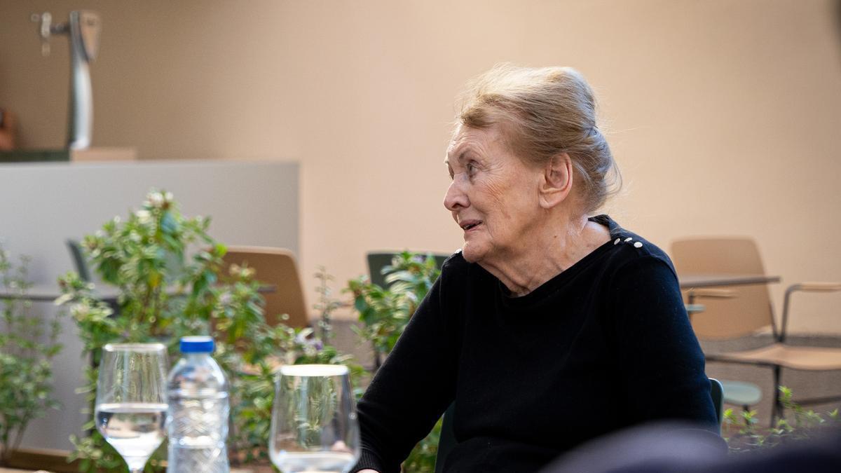 Annie Ernaux, durante la entrevista en el Cine Doré de Madrid