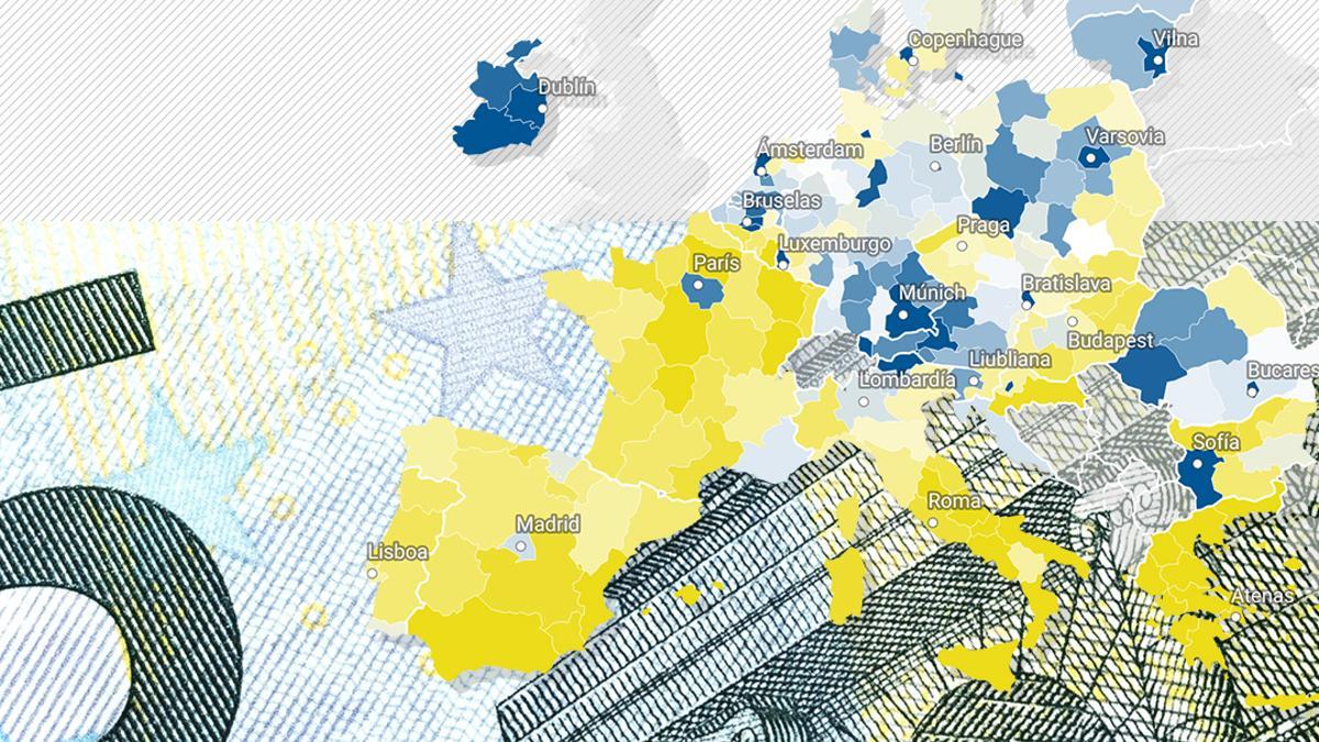 El mapa de los ganadores y perdedores de la integración europea: cómo ha crecido la economía de cada región desde 2002