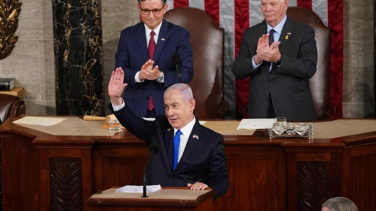 Netanyahu habla ante un Congreso de EEUU con sillas vacías y acusa a los propalestinos de ser 
