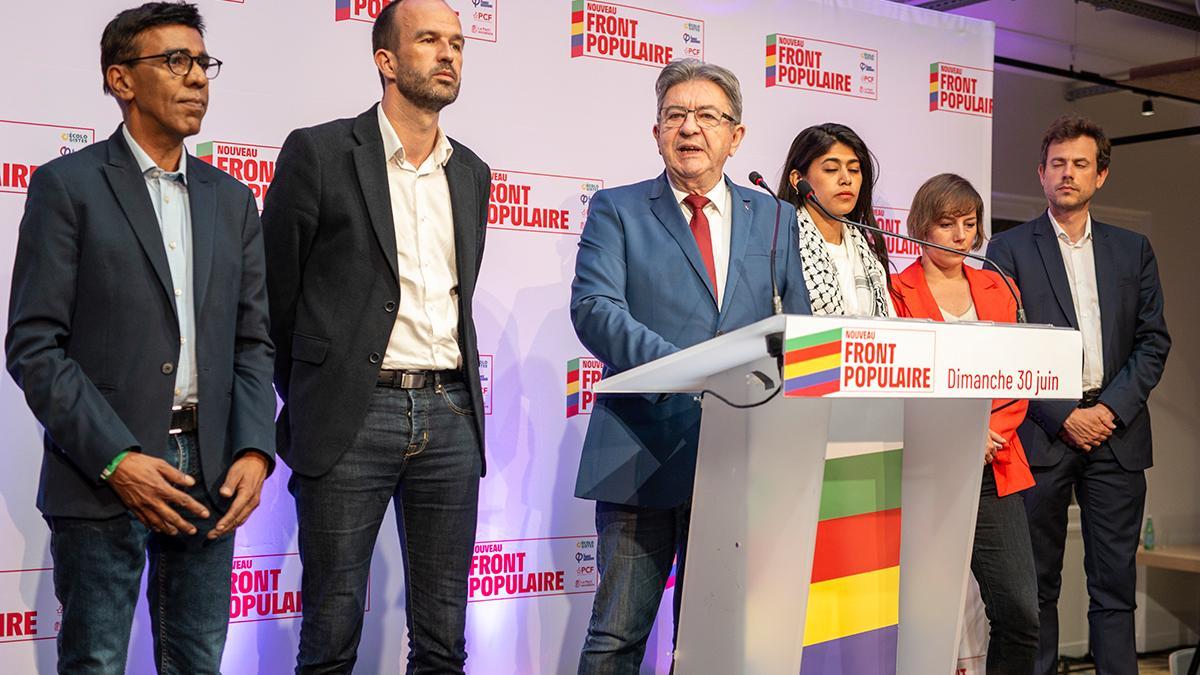 Uno de los líderes del Nuevo Frente Popular, Jean-Luc Mélenchon, se dirige a sus votantes tras los resultados de la primera vuelta