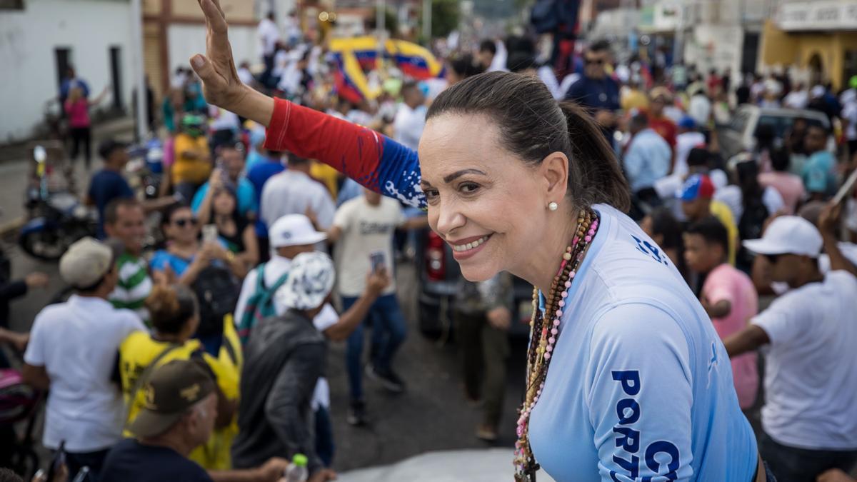 La líder opositora Maria Corina Machado, en un acto de campaña. 