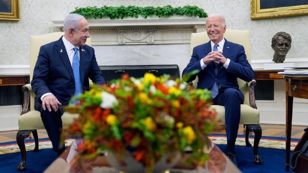 Encuentro entre Netanyahu y Biden en Washington, el pasado miércoles, en el que el primer ministro israelí volvió a agradecer su apoyo a Israel "durante 50 años de servicio"