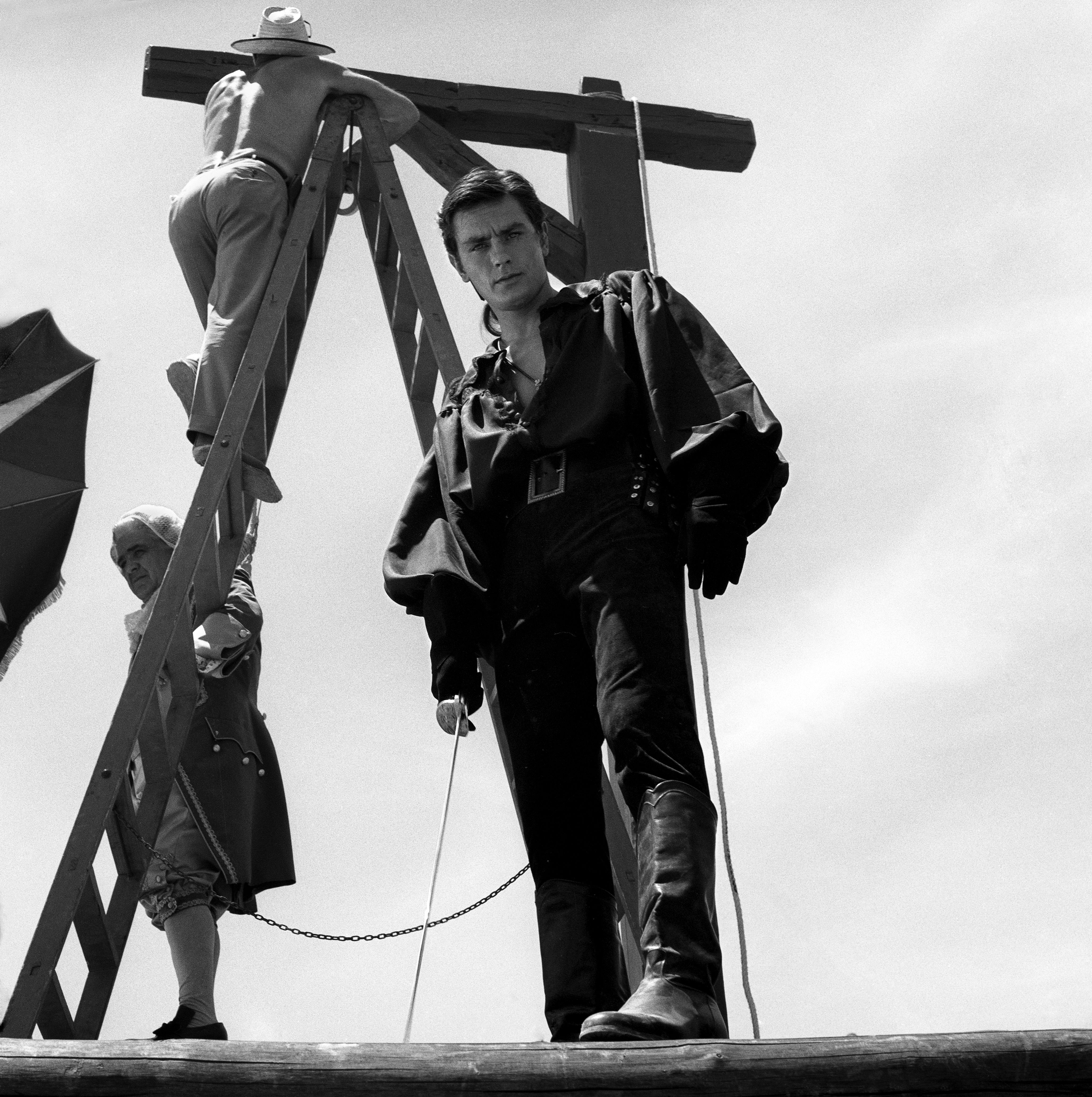 Alain Delon durante uno de sus rodajes en España, para la película 'El tulipán negro', en Trujillo