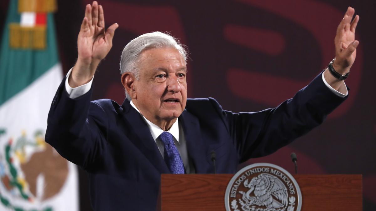 El presidente de México, Andrés Manuel López Obrador, durante una rueda de prensa matutina en Palacio Nacional de la Ciudad de México. 