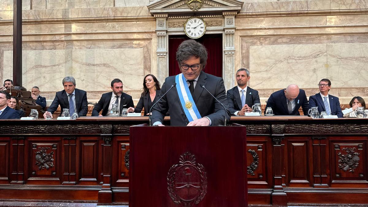 Javier Milei en el Congreso durante la presentación del Presupuesto 2025.