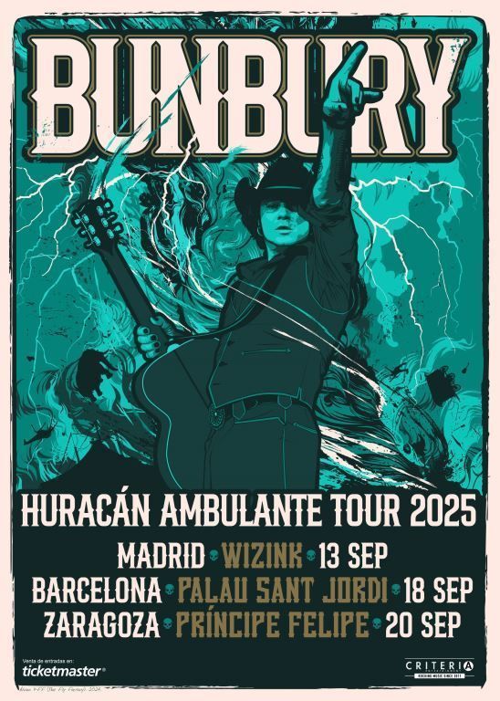 Póster que anuncia las tres fechas de Bunbury en España