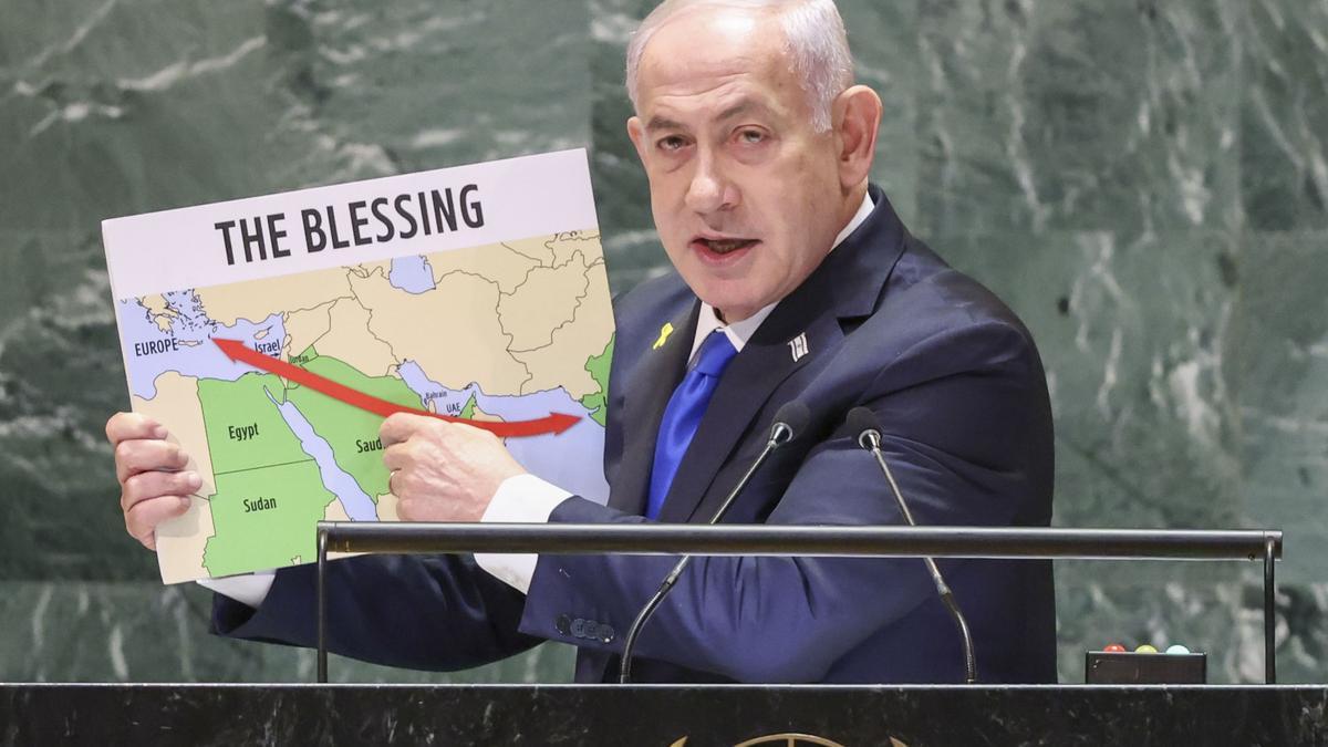 El primer ministro israelí, Benjamin Netanyahu, en la Asamblea General de las Naciones Unidas.