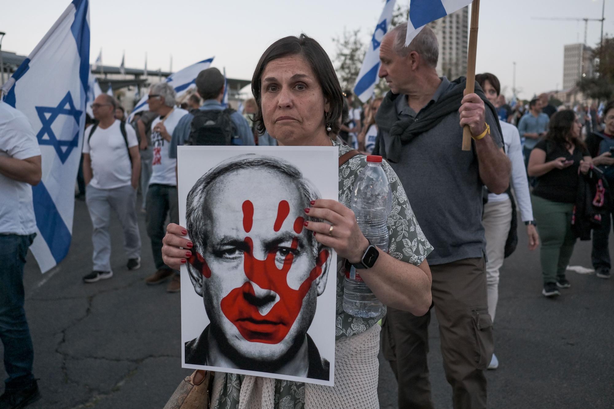 Manifestación en Jerusalén contra Netanyahu y por la vuelta a casa de los rehenes israelíes en Gaza.