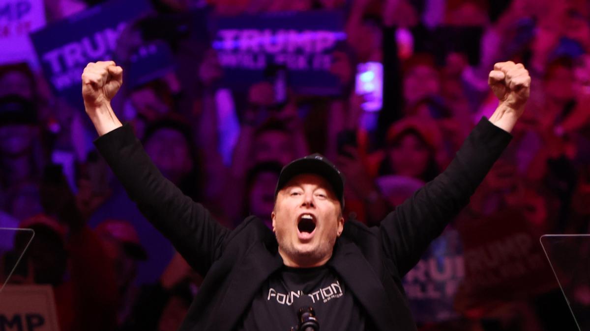 Elon Musk en el acto de campaña de Trump en el Madison Square Garden.