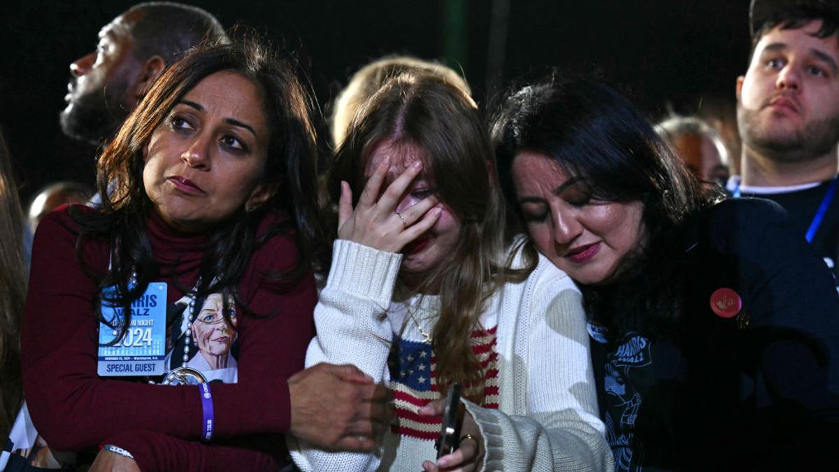 Seguidores de Kamala Harris la noche electoral del 5 de noviembre en la Universidad de Howard, en Washington.