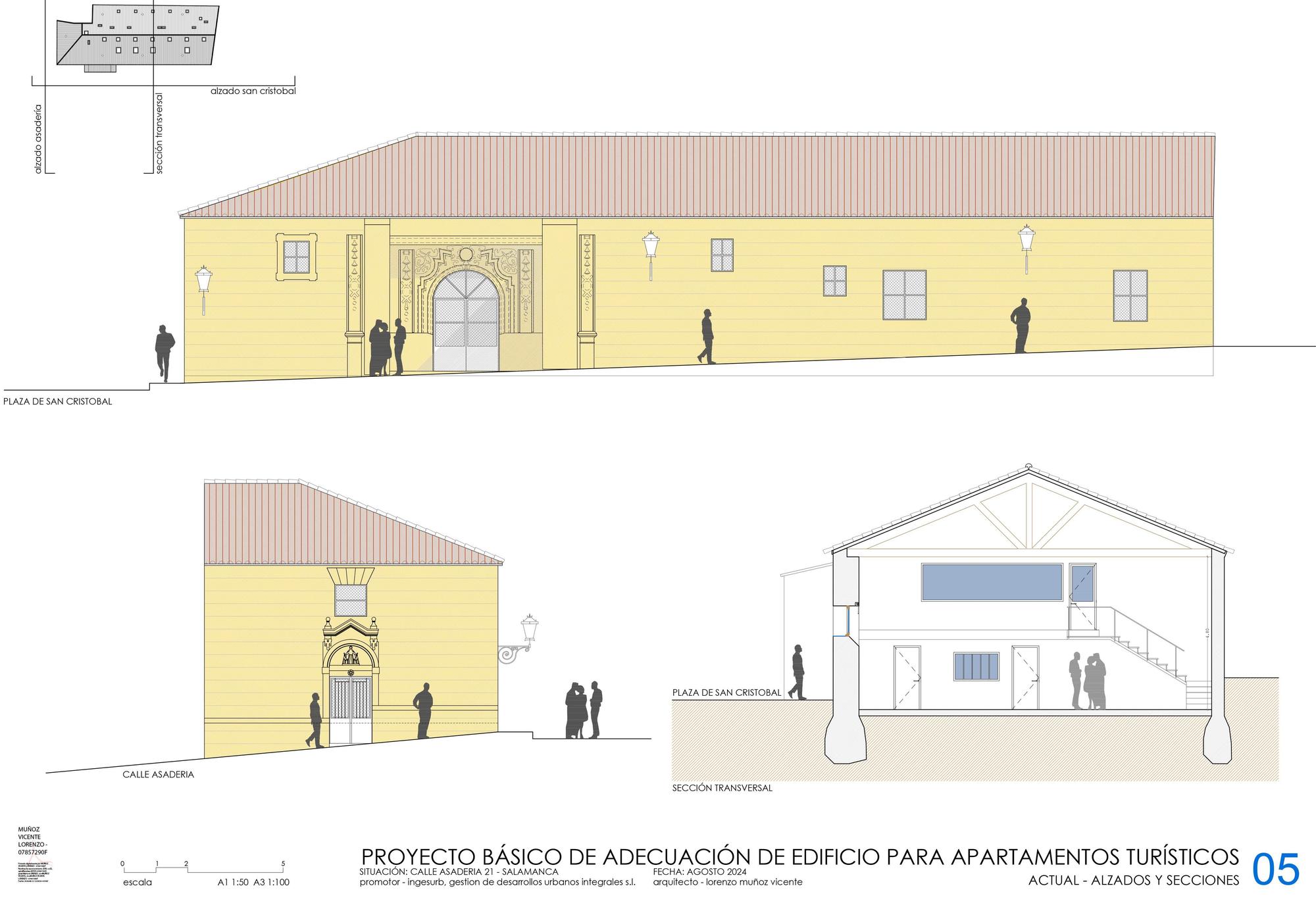 Alzado del proyecto de conversión de la antigua ermita en apartamentos turísticos, presentado en el Ayuntamiento de Salamanca