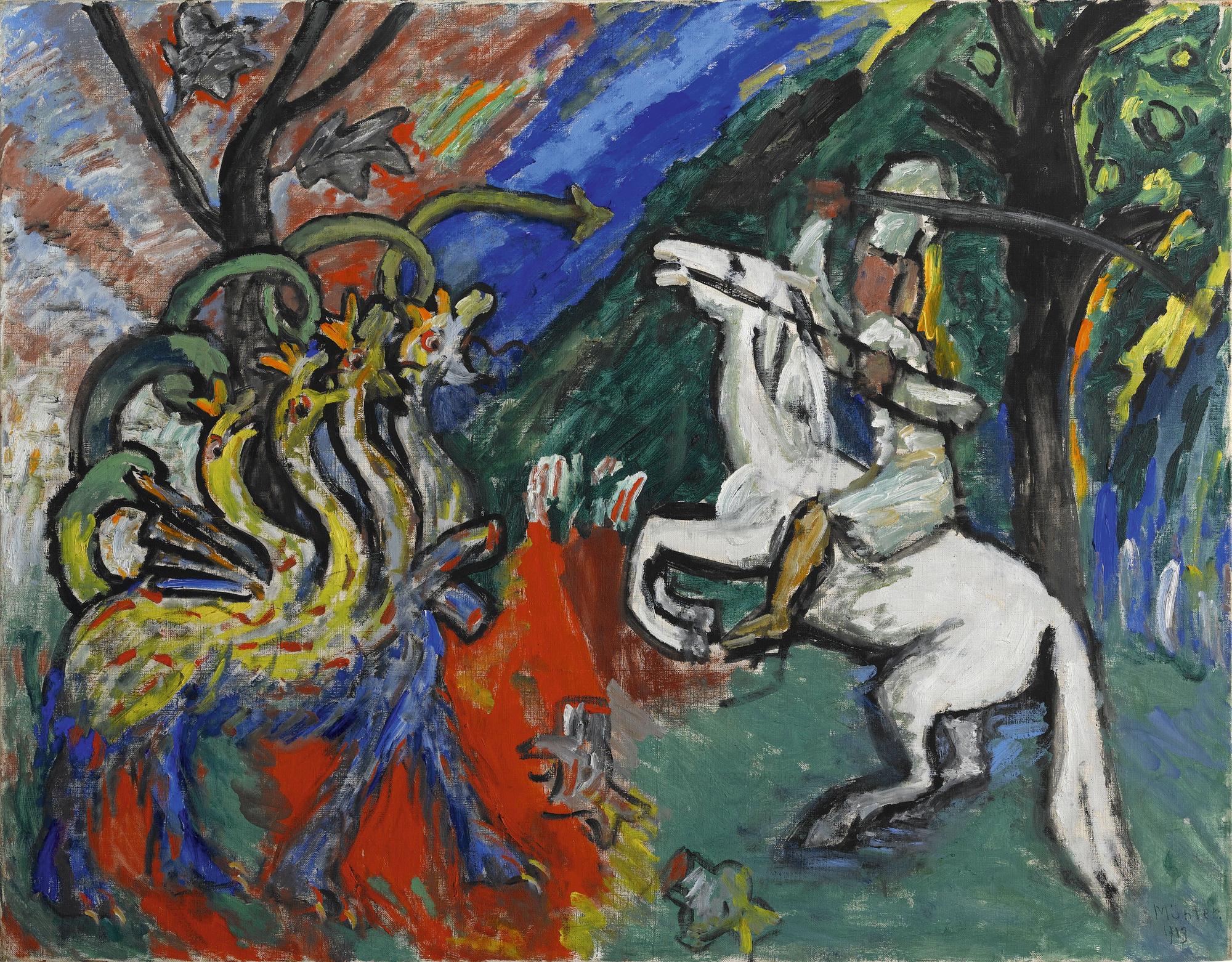 Lucha contra el dragón (1913) de Gabriele Münter