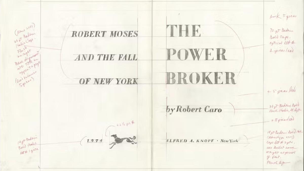 Boceto de la portada de 'The Power Broker' de 1974.