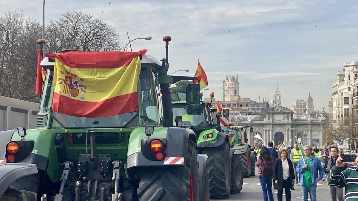 Protestas de agricultores y ganaderos, la pasada primavera, en Madrid.