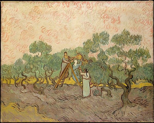 El cuadro 'Mujeres recogiendo olivas', en en el que aparece la madre, Anna y la hermana Willemien Van Gogh