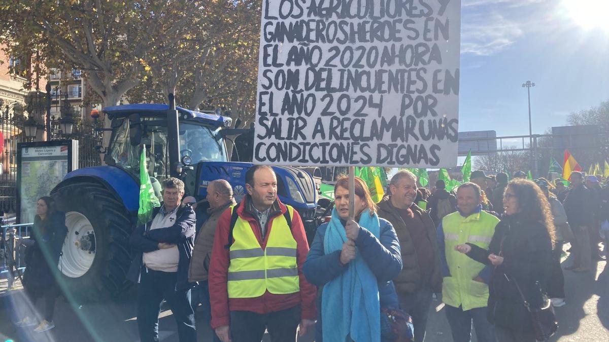 Manifestación en Madrid de agricultores contra el acuerdo de Mercosur.