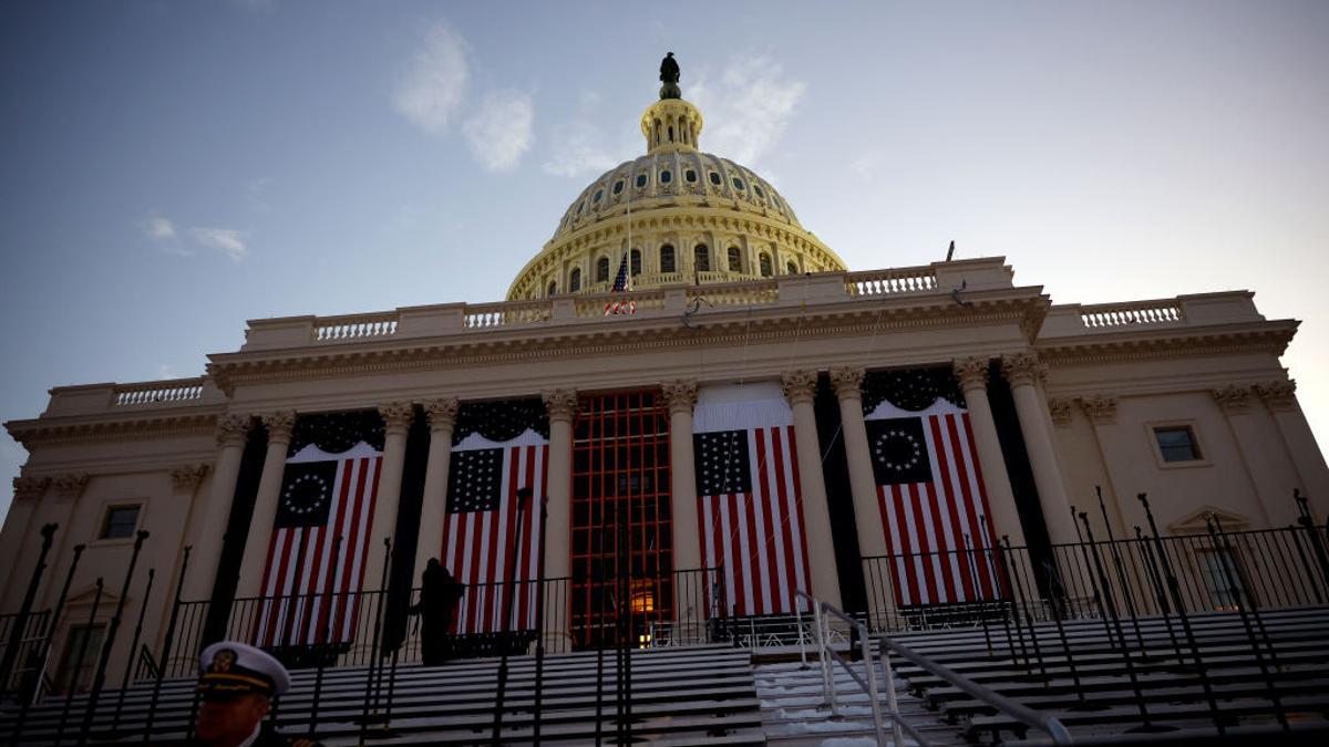 El Capitolio durante los preparativos para la segunda toma de posesión de Trump el 20 de enero.