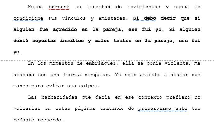 Parte del escrito que presentó Fernández en la Justicia.