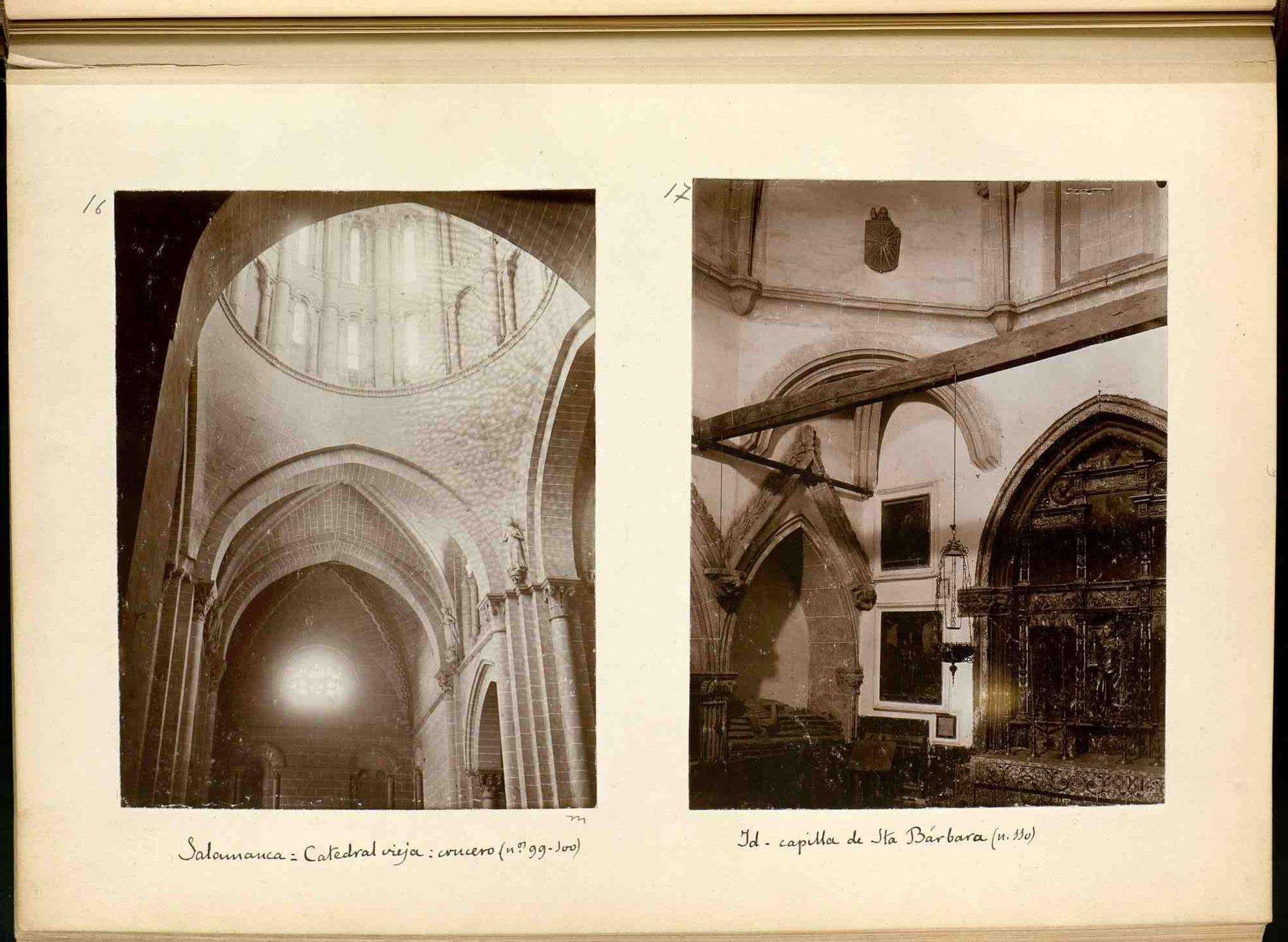 Fotografías de Gómez-Moreno en el interior de la Catedral Vieja de Salamanca, recogidas en el catálogo de esta provincia