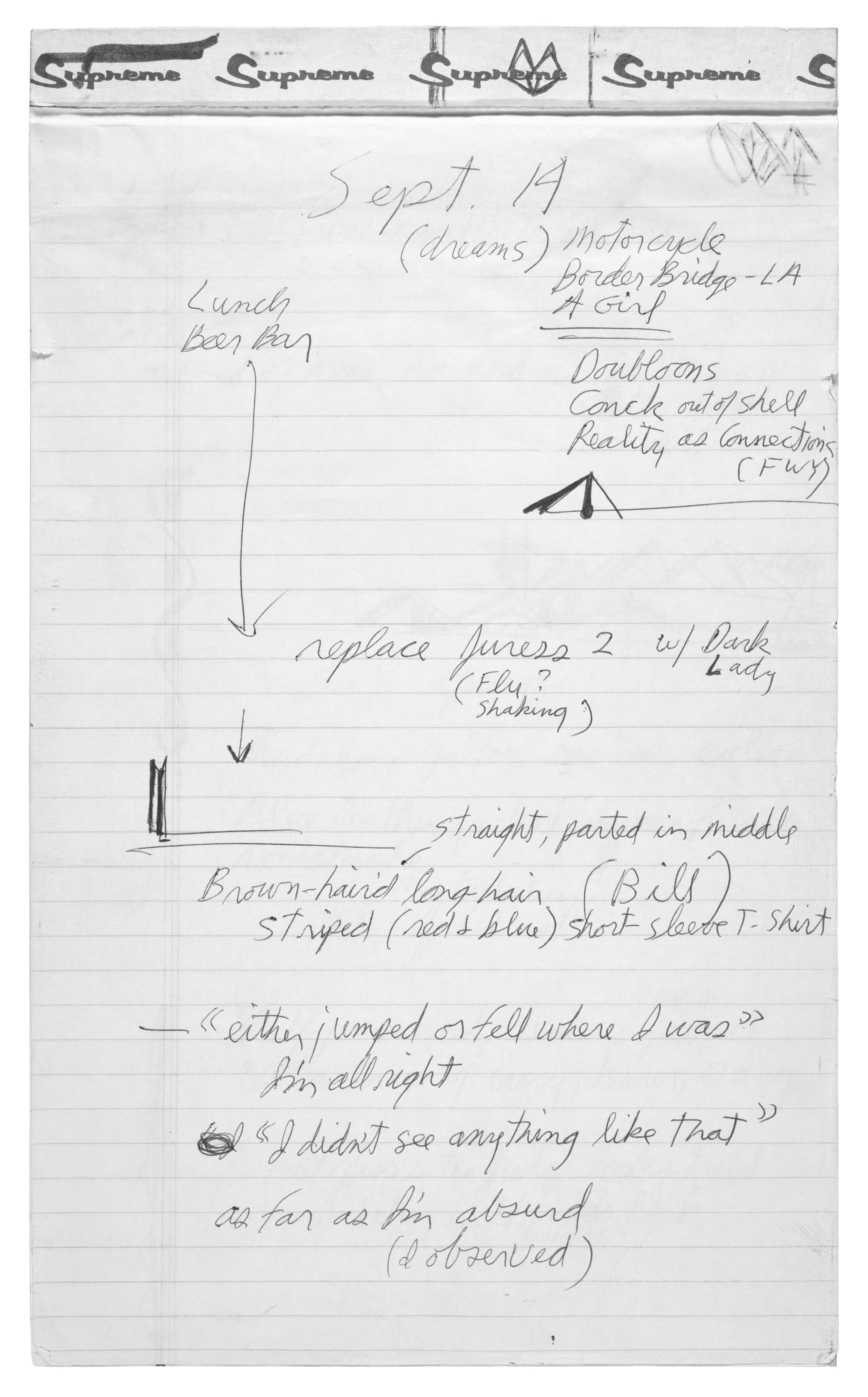 Página de los cuadernos de Jim Morrison