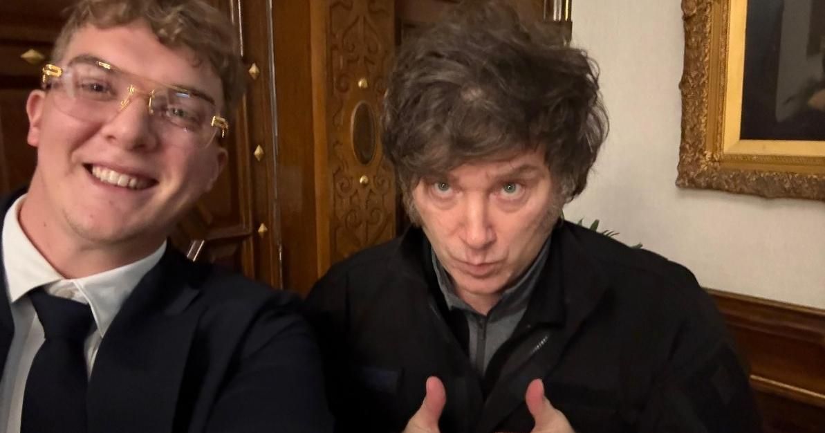 Hayden Mark Davis junto a Javier Milei en la Casa Rosada.