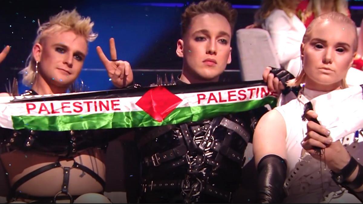 Hatari, con la bandera de Palestina en Eurovisión 2019