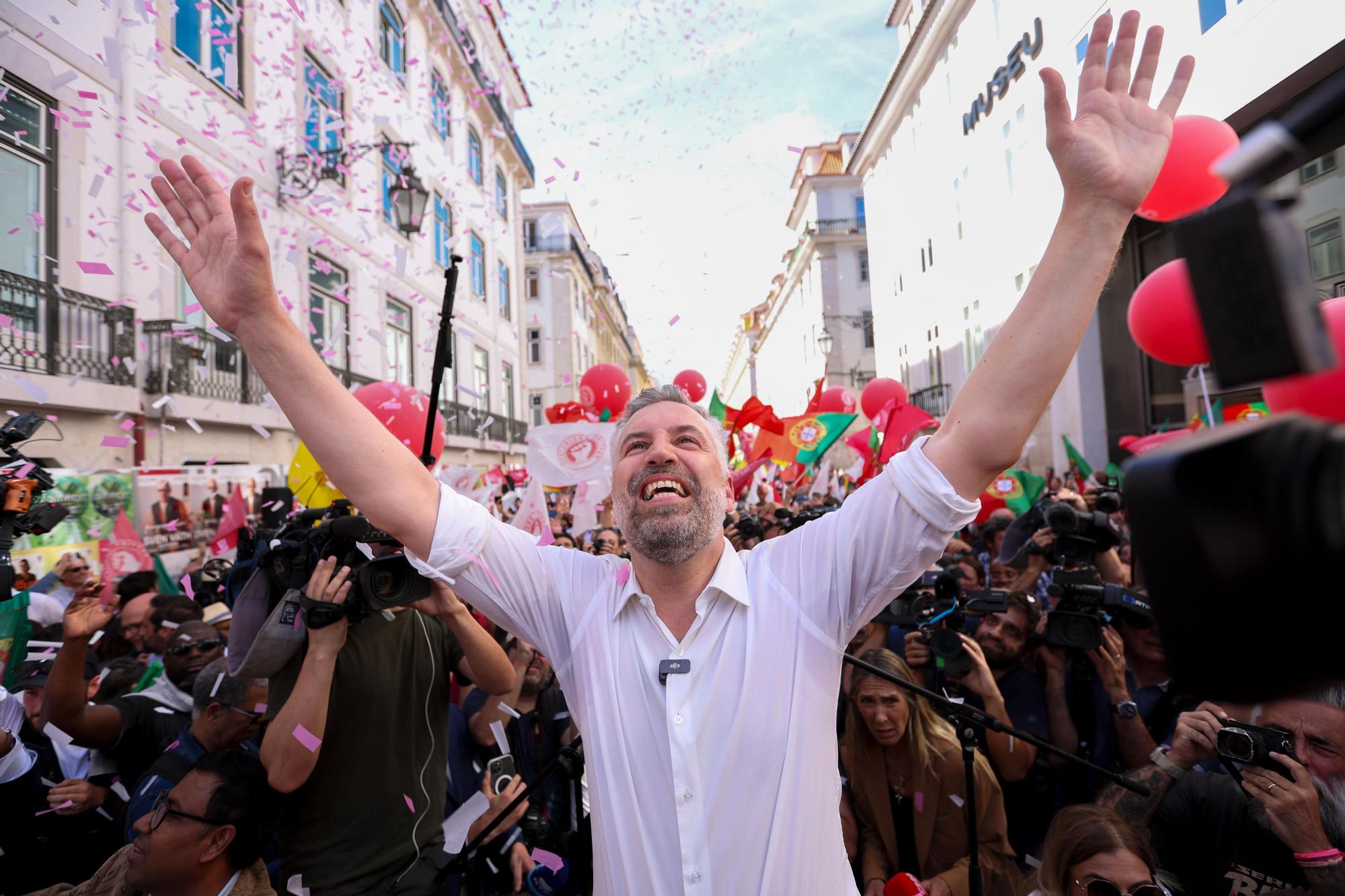 El secretario general del Partido Socialista Pedro Nuno Santos, en un acto de campaña