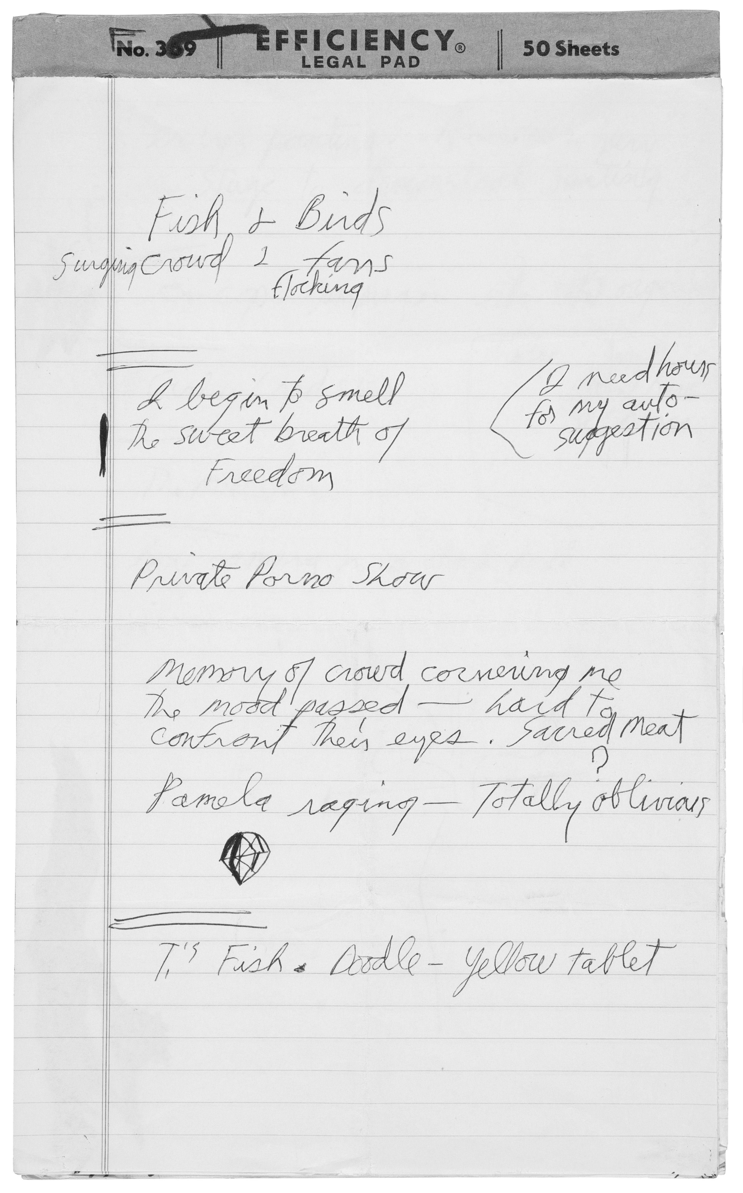 Página de los cuadernos de Jim Morrison