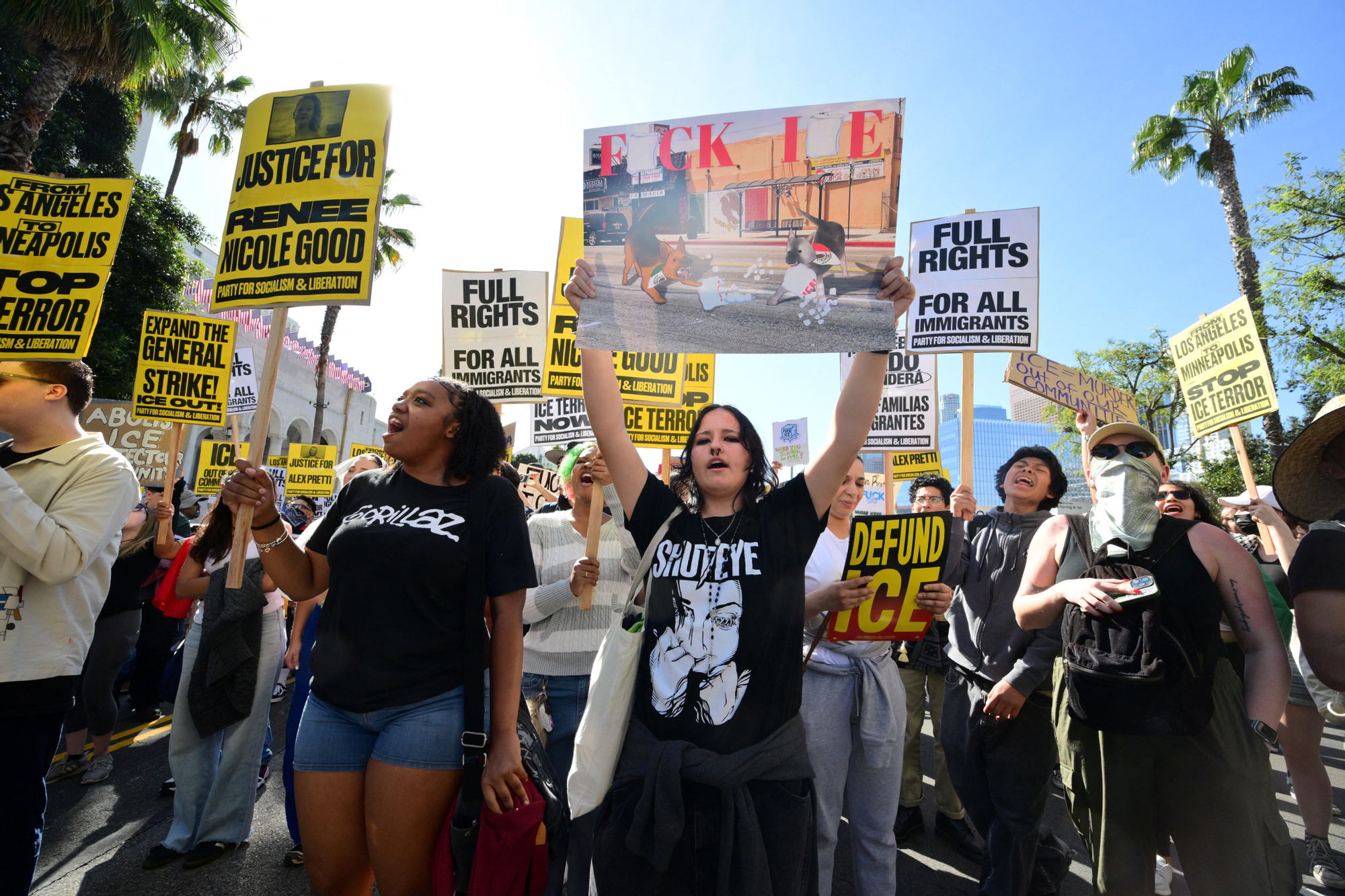 Protesta en Los Ángeles contra el ICE, el 30 de enero de 2026.